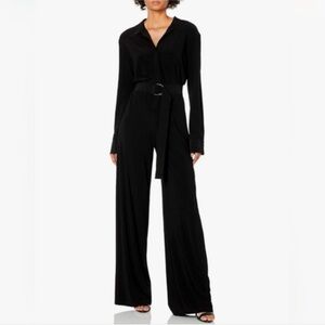 Norma Kamali Black Belted long sleeve Jumpsuit